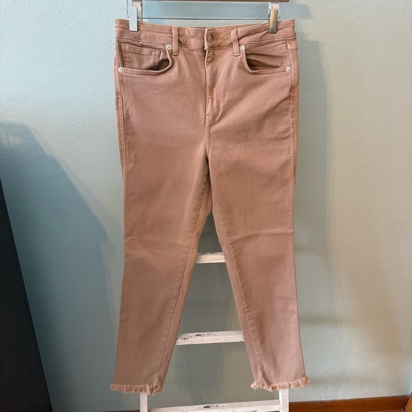 We The Free Denim - We The Free Women's Tan Cream Skinny Frayed Hem Jeans Size 31 High Waist